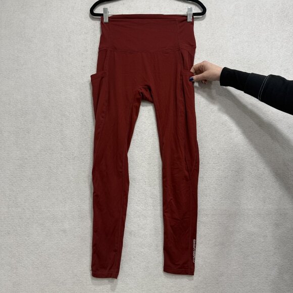 Gymreapers Leggings Womens Medium Red High Rise Pocket Athletic Yoga Pants - Picture 2 of 10